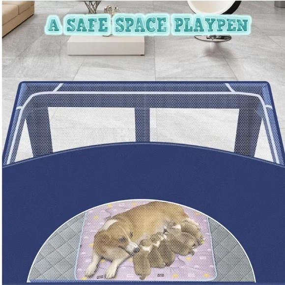 42x42 Inches Puppy Playpen with Cover&Dog Pads, Dog Playpen